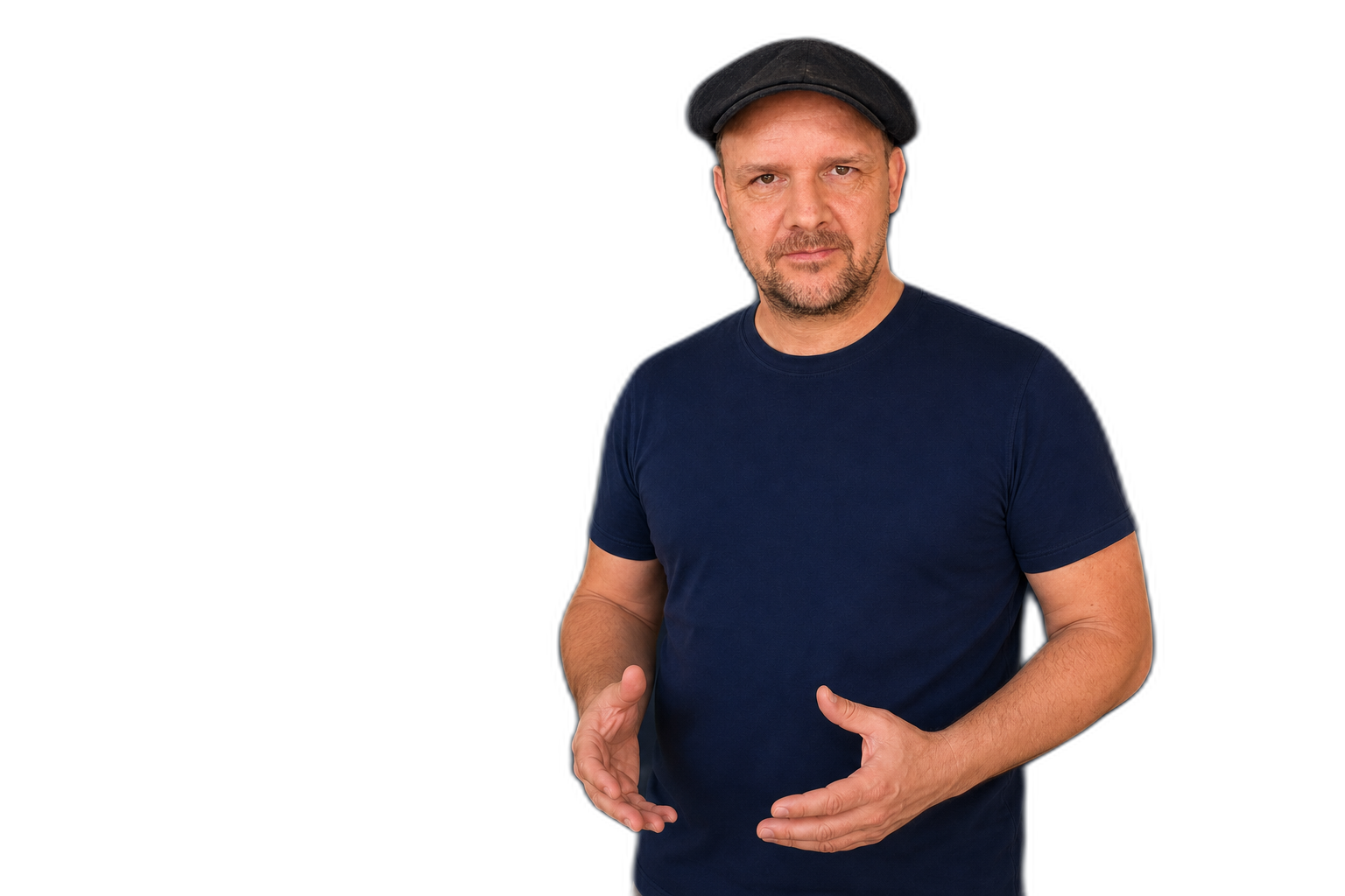 Karsten Samaschke explaining an idea with a small open-hand gesture